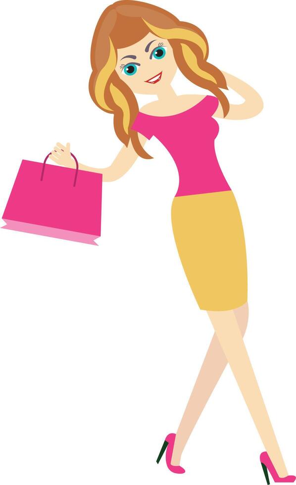 shopping girl vector illustration on a background.Premium quality symbols.vector icons for concept and graphic design.