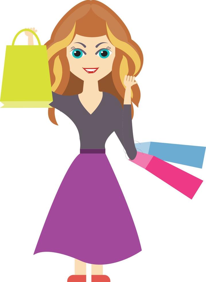 girl shopping vector illustration on a background.Premium quality symbols.vector icons for concept and graphic design.