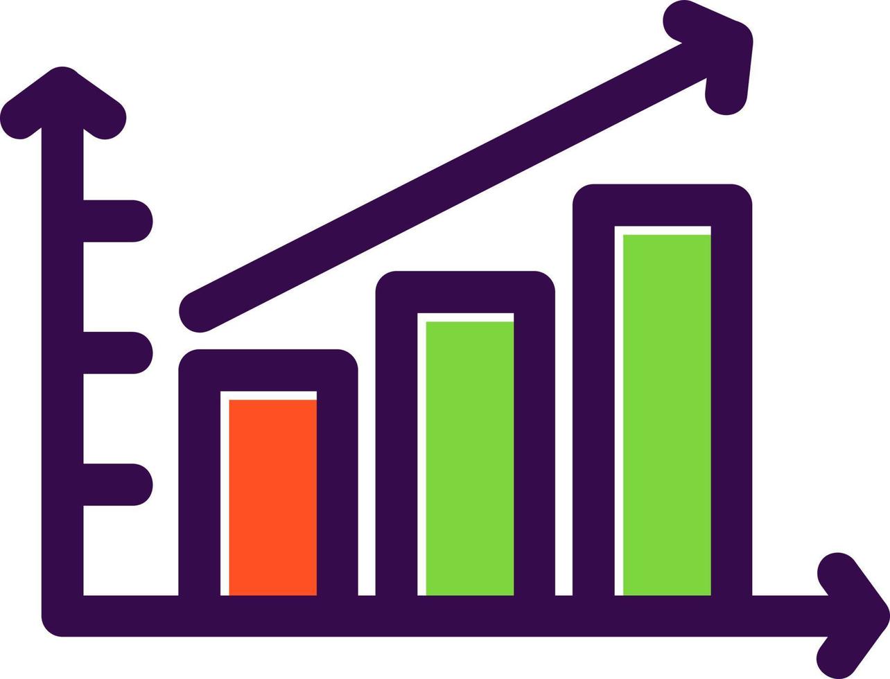 diseño de icono de vector de gráfico de barras en aumento