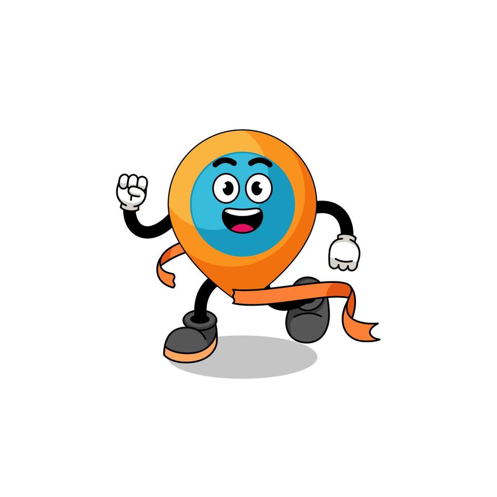 Mascot cartoon of location symbol running on finish line vector