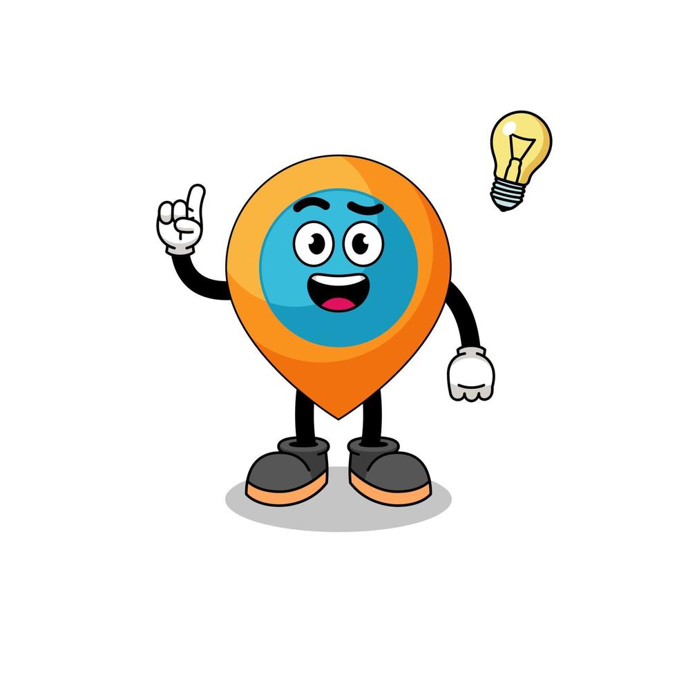 location symbol cartoon with get an idea pose vector