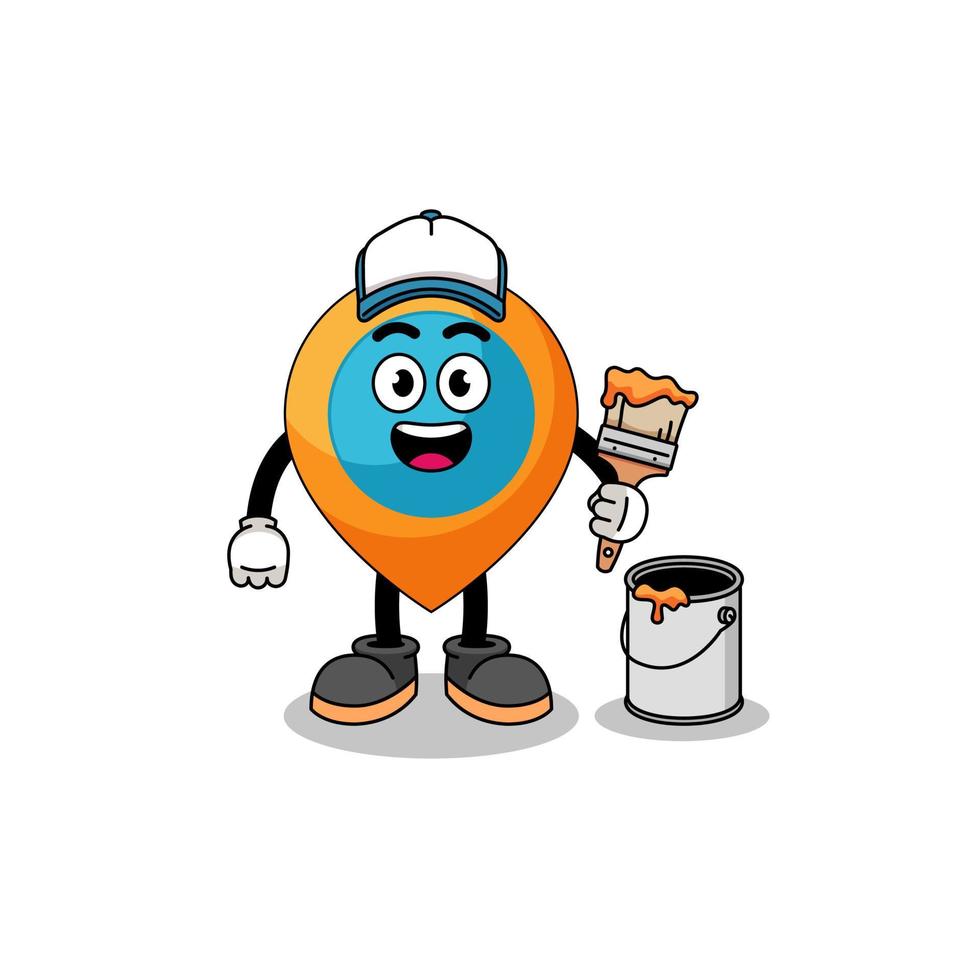 Character mascot of location symbol as a painter vector