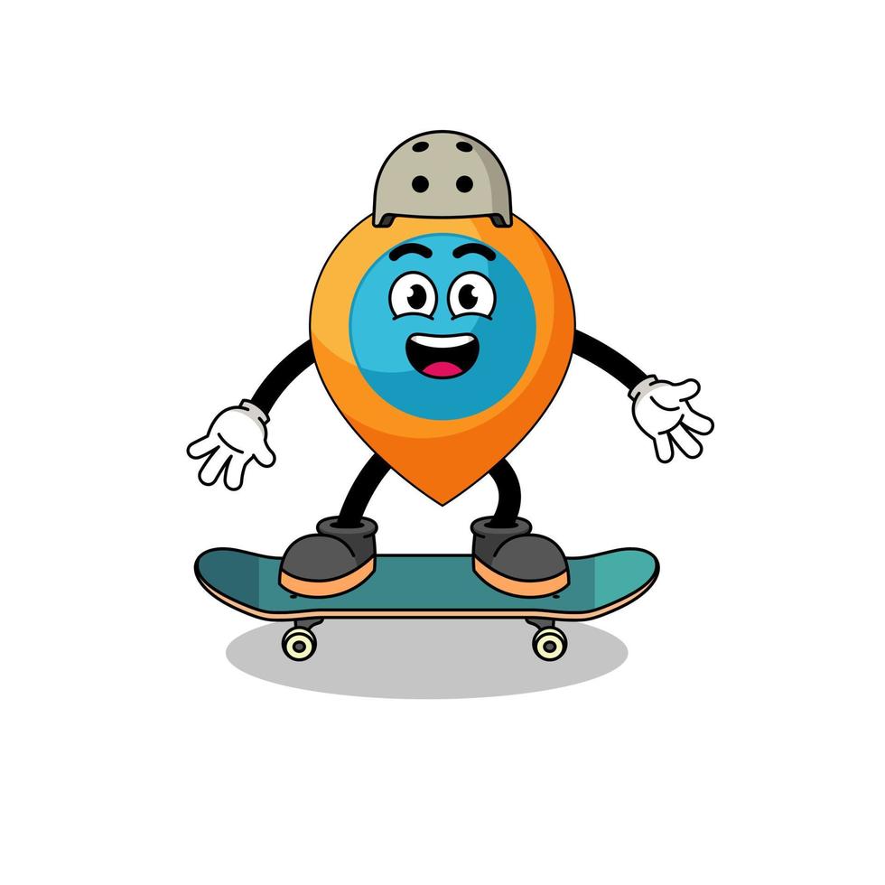 location symbol mascot playing a skateboard vector