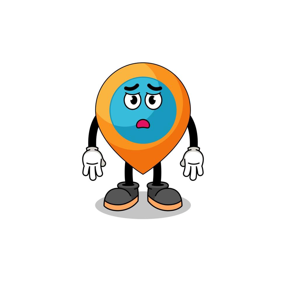 location symbol cartoon illustration with sad face vector