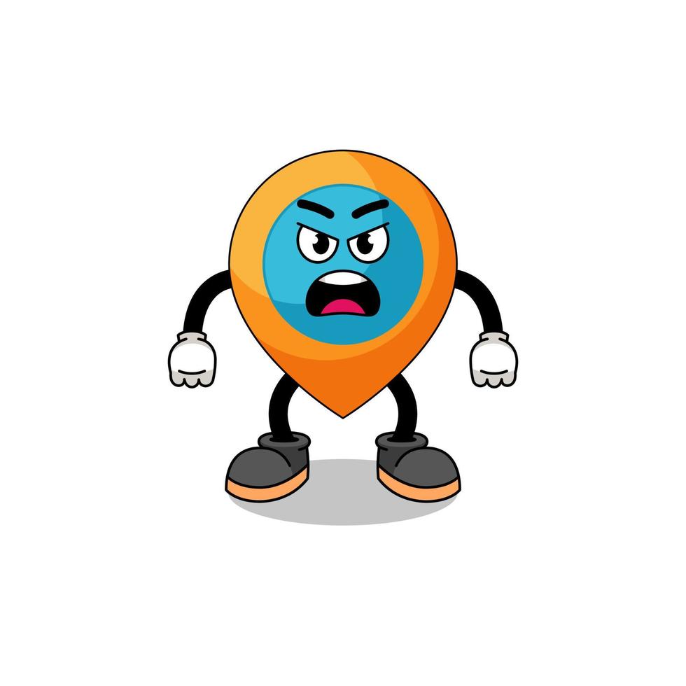 location symbol cartoon illustration with angry expression vector