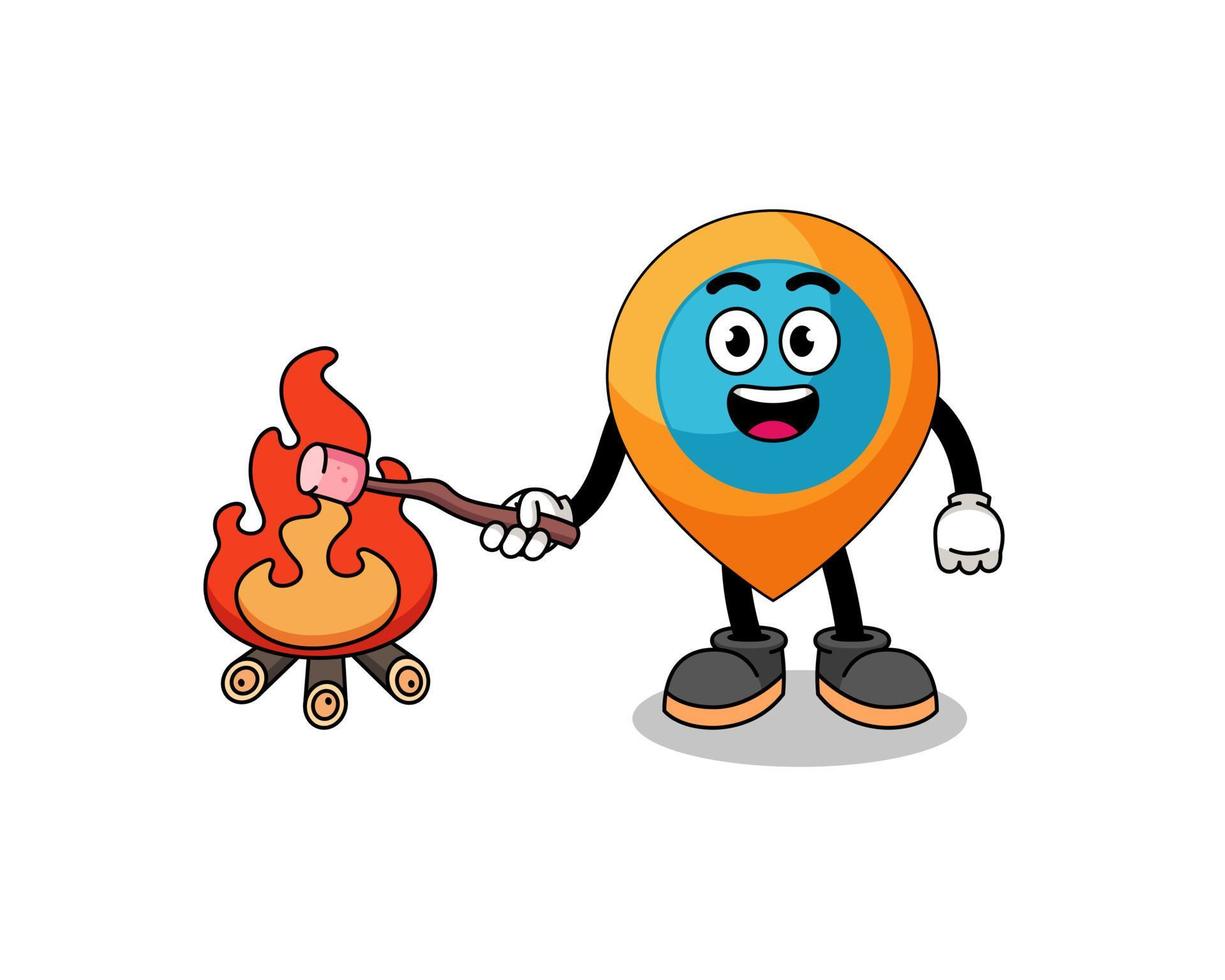 Illustration of location symbol burning a marshmallow vector