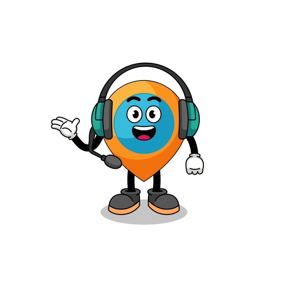 Mascot Illustration of location symbol as a customer services vector