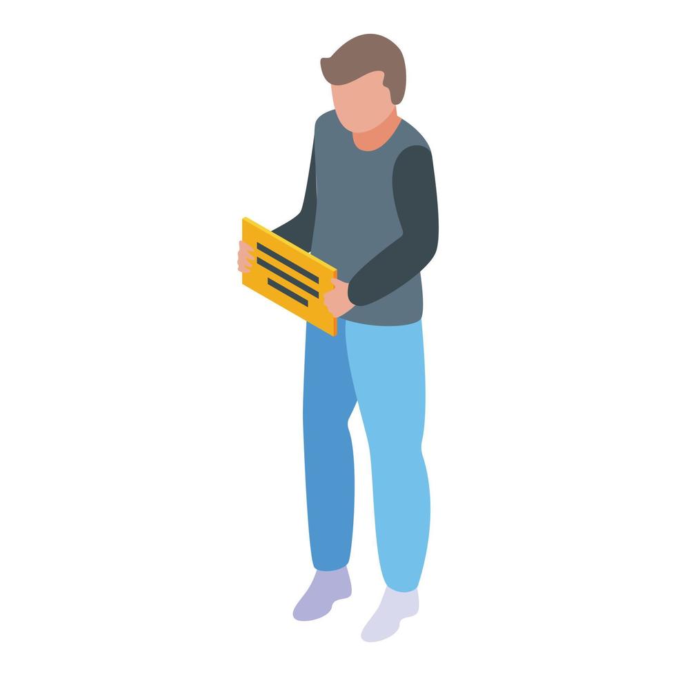 Candidate card icon isometric vector. Vote booth vector