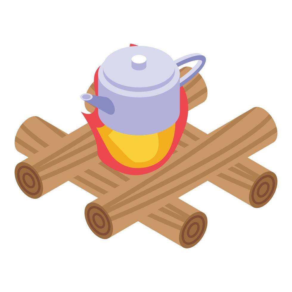 Ice fishing campfire icon isometric vector. Winter lake vector