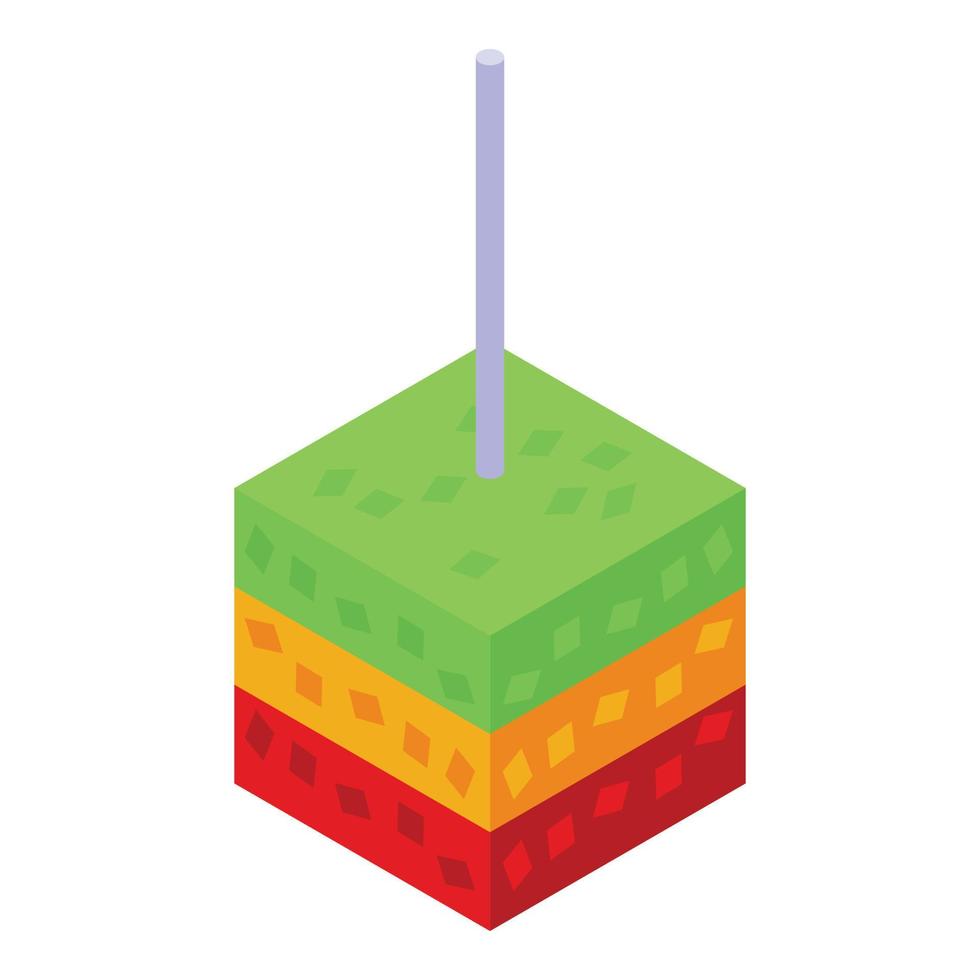 Mexican pinata cube icon isometric vector. Mexico party vector