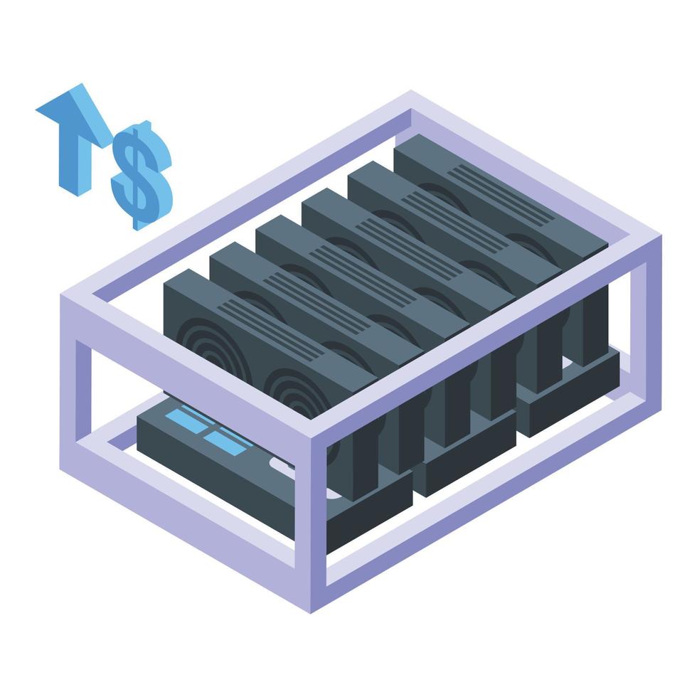 Mining farm icon isometric vector. Passive income vector