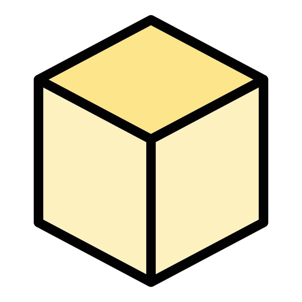 Cube box icon color outline vector