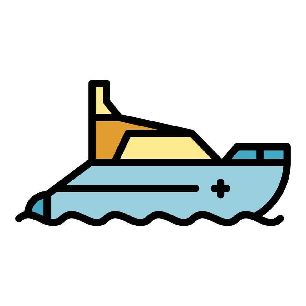Motor lifeboat icon color outline vector