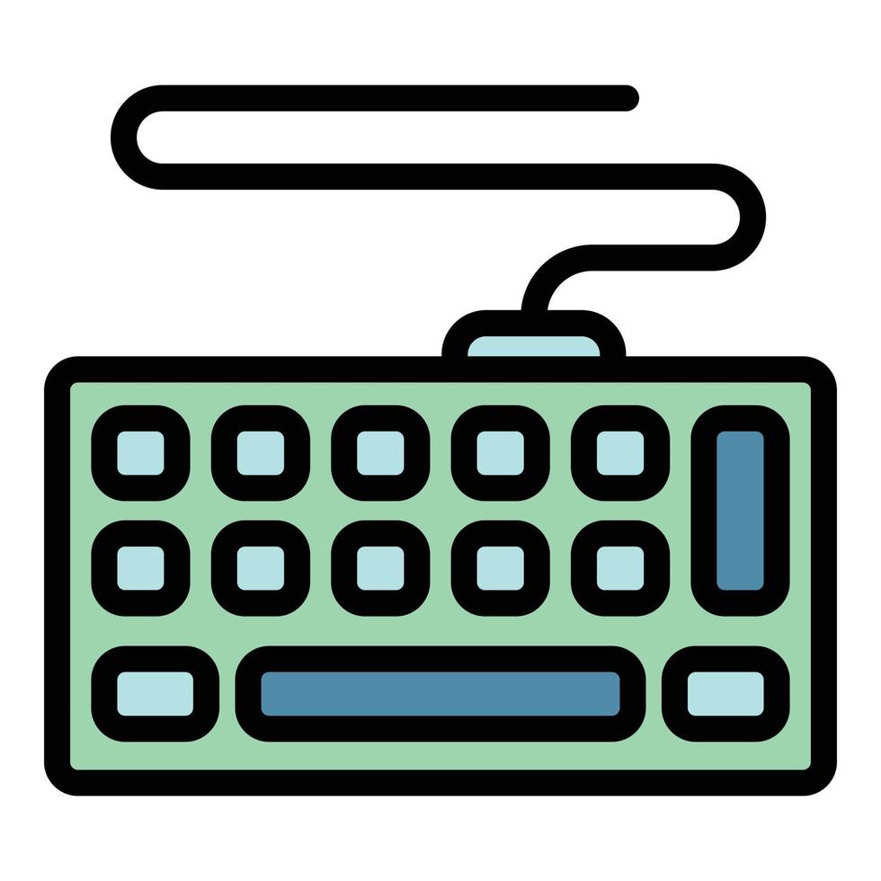 Wired keyboard icon color outline vector