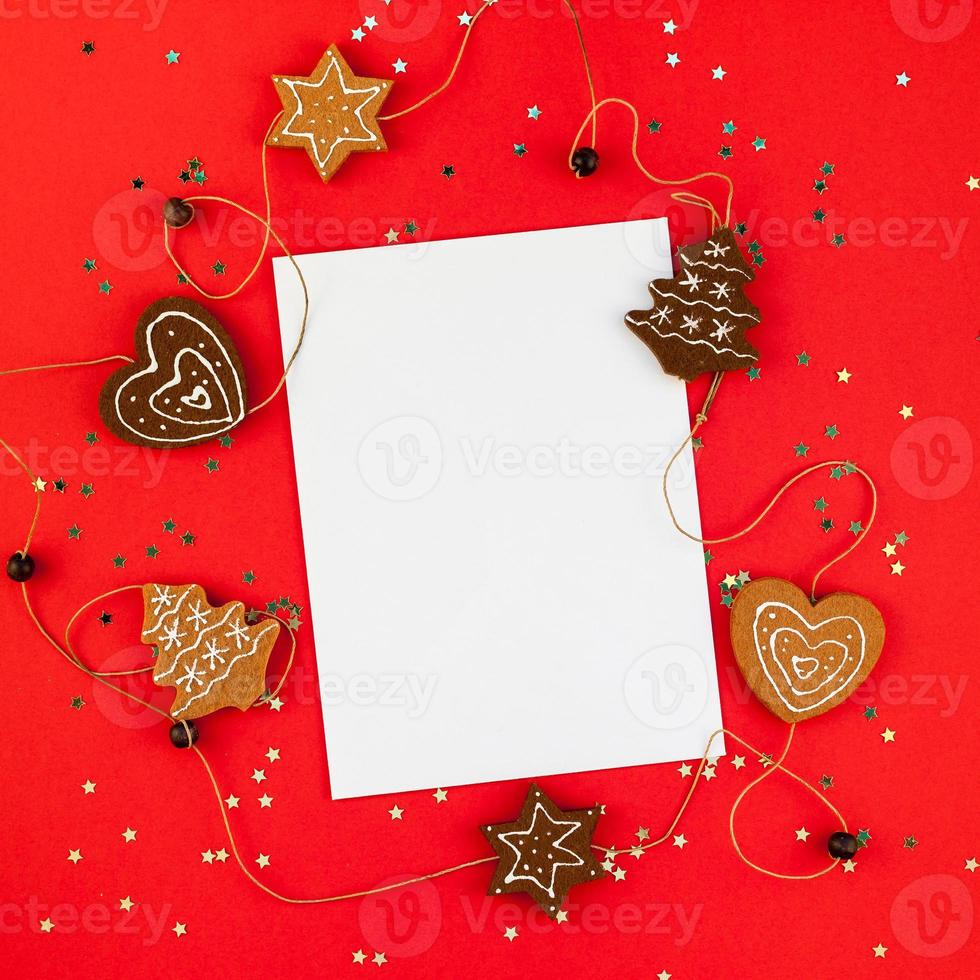 Christmas greeting postcard mockup with glitter photo