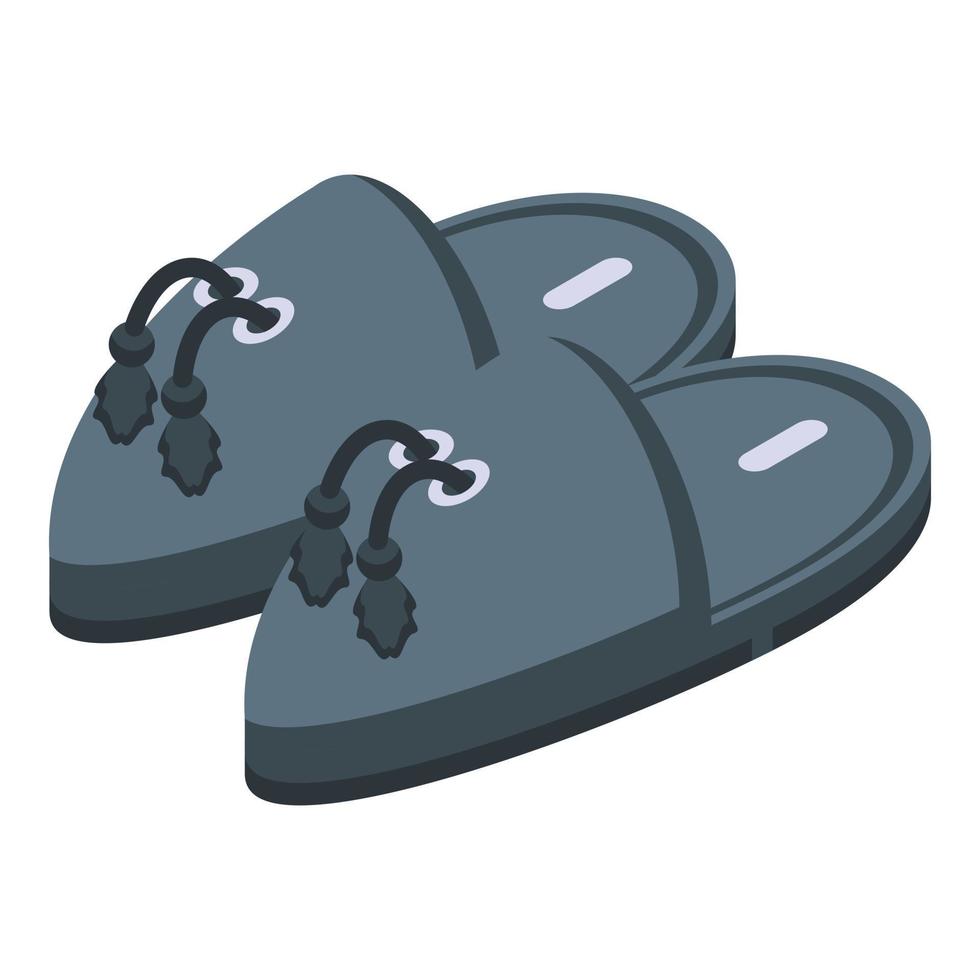 Black slippers icon isometric vector. Home footwear vector