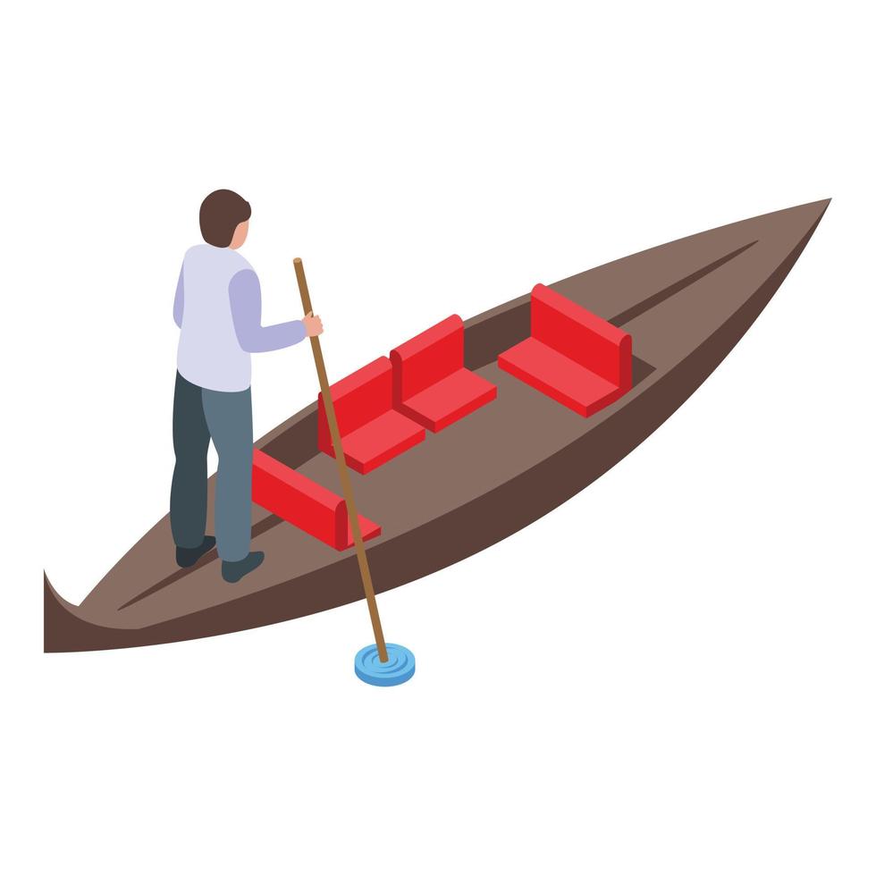 Red chair gondola icon isometric vector. Venice boat vector