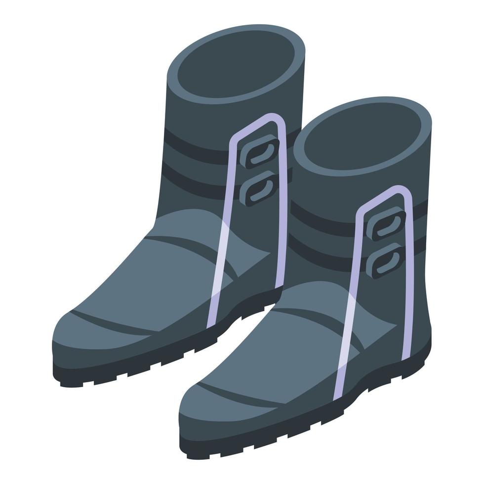 Ice fishing boots icon isometric vector. Winter lake vector