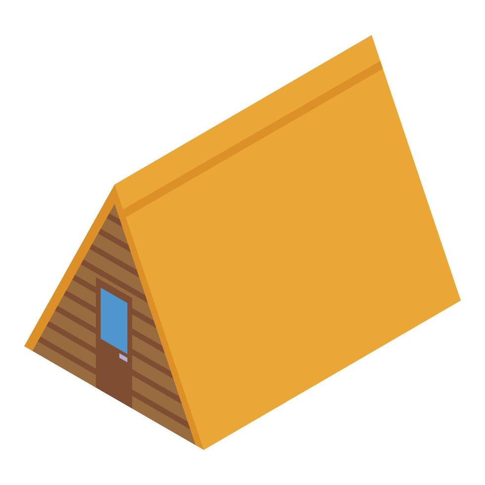 Wood bungalow icon isometric vector. Summer cabin vector