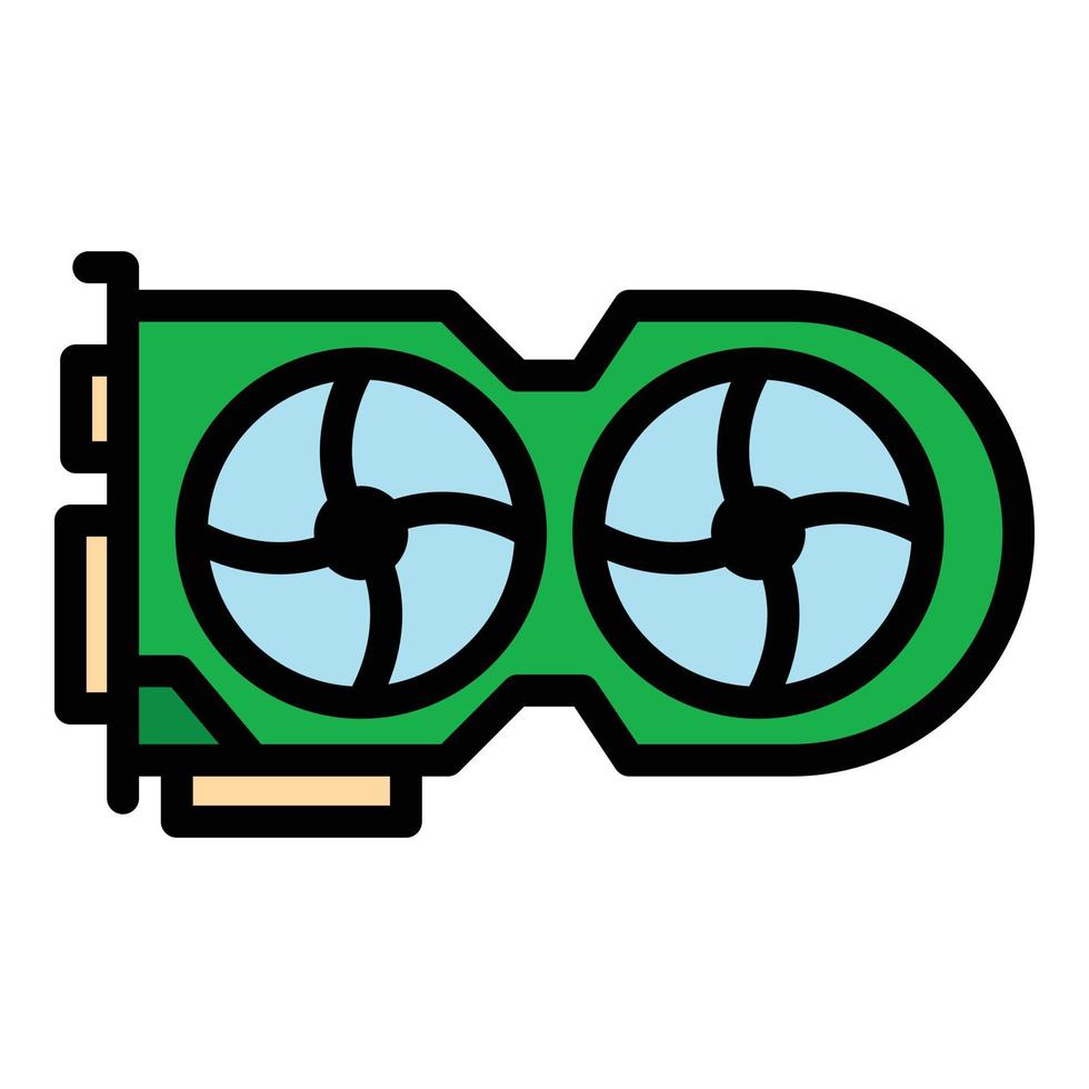 Card gpu icon color outline vector