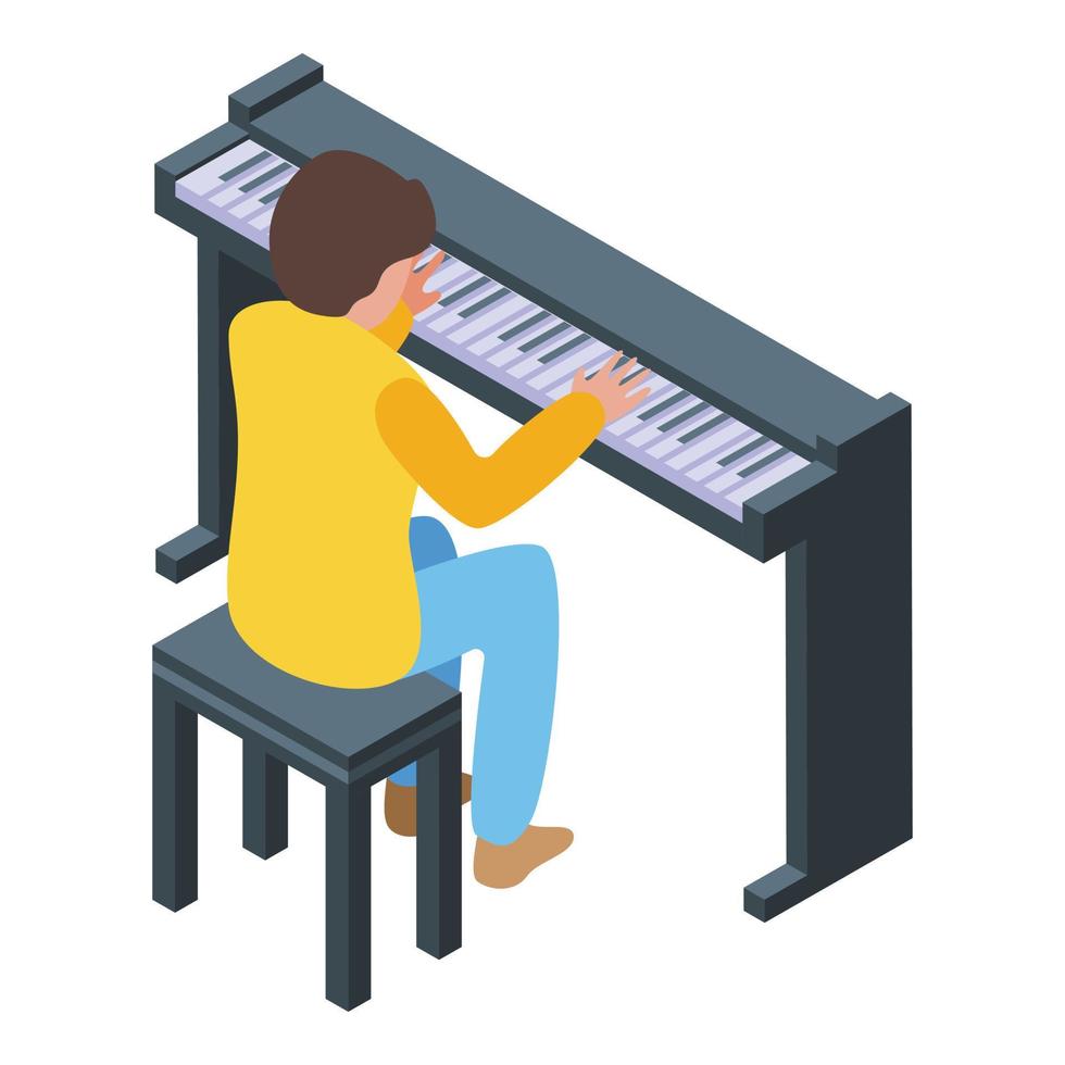 icono de reproducción de piano vector isométrico. musica escolar
