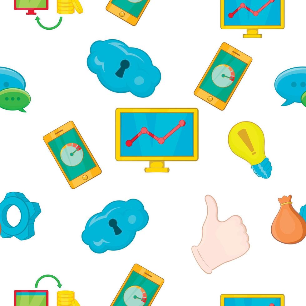 SEO icons set, cartoon style vector