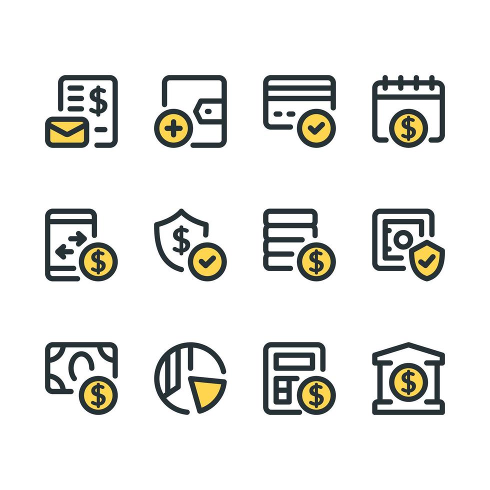 Banking App Icon Set Collection for UI UX vector