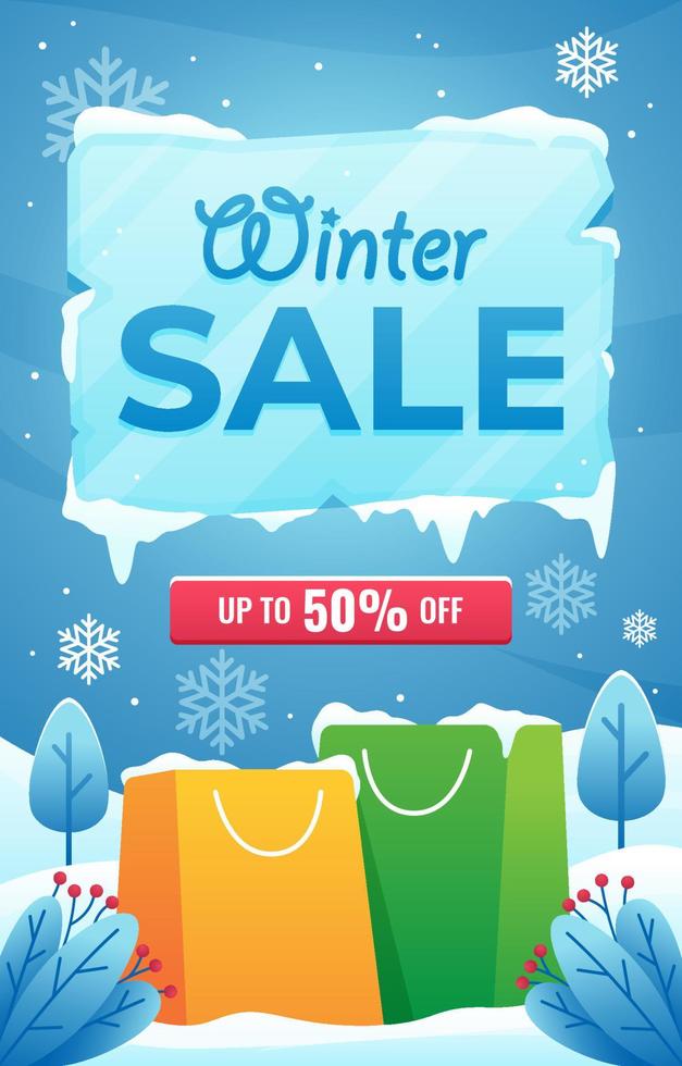 Winter Sale Poster Promotion Template vector