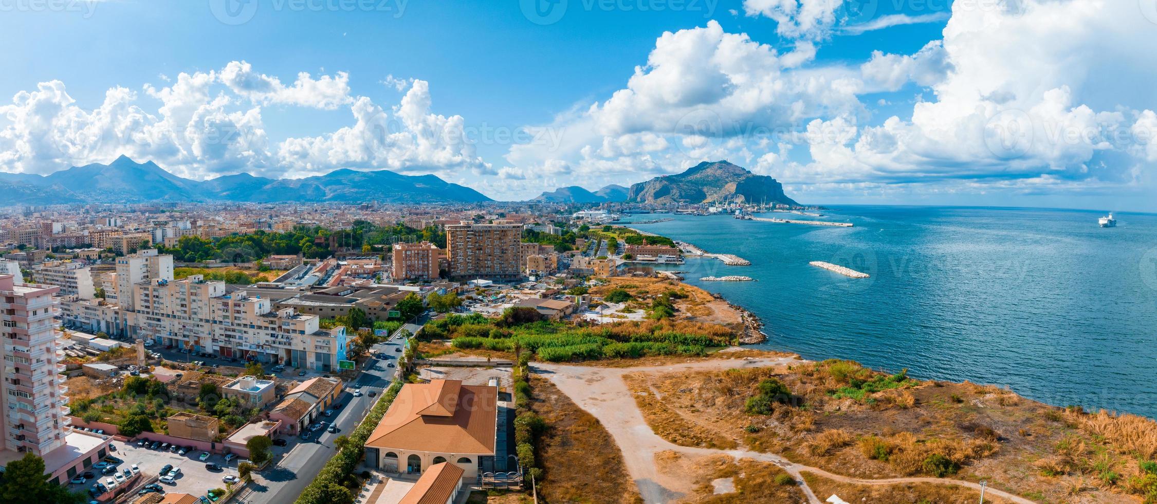Aerial panoramic view of Palermo town in Sicily. photo