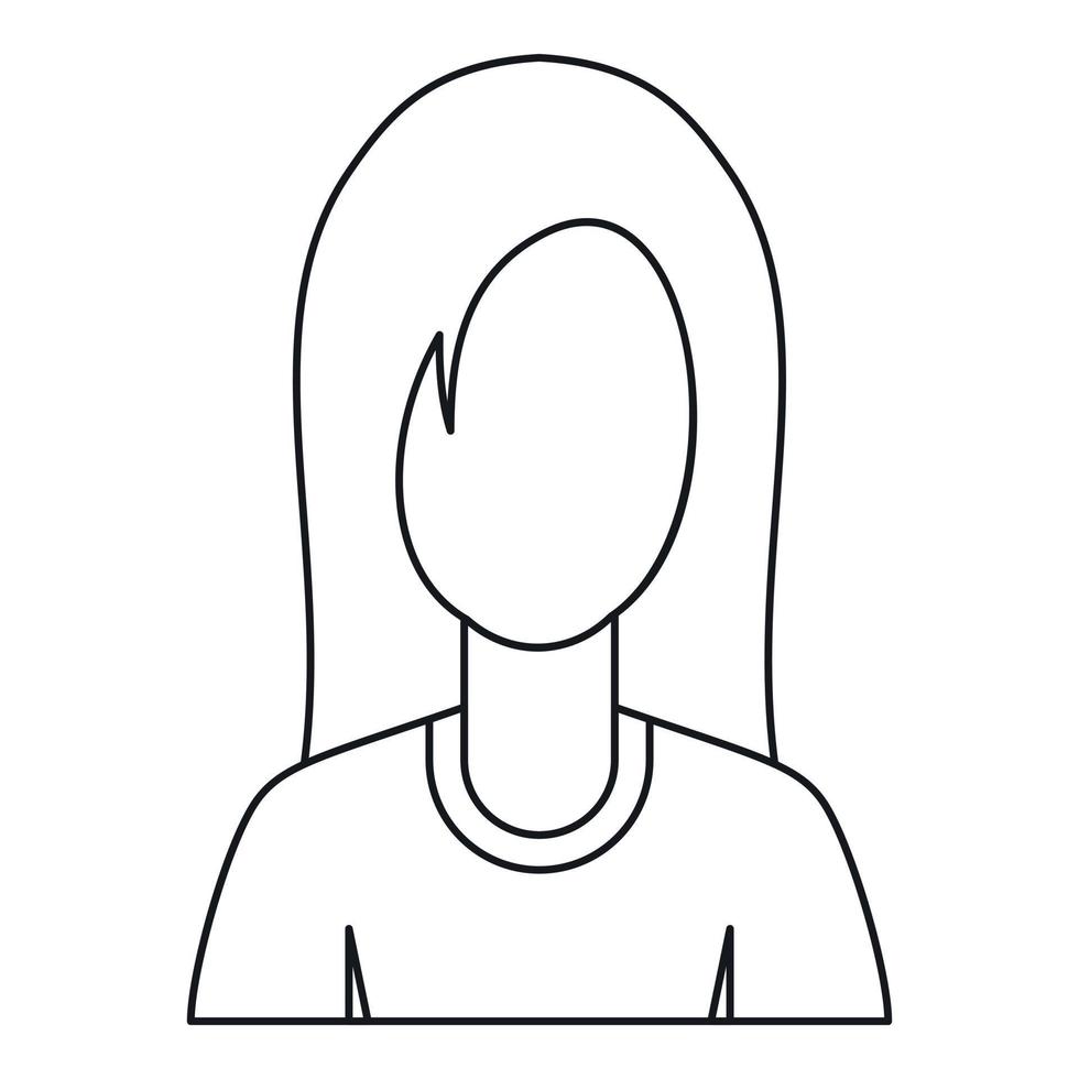 icono de imagen de perfil de avatar femenino, estilo de contorno vector