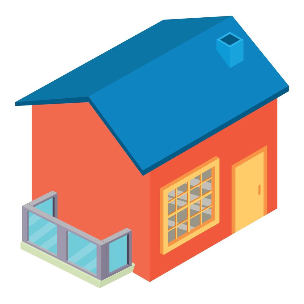 Contemporary house icon isometric vector. New one story house with balcony icon vector