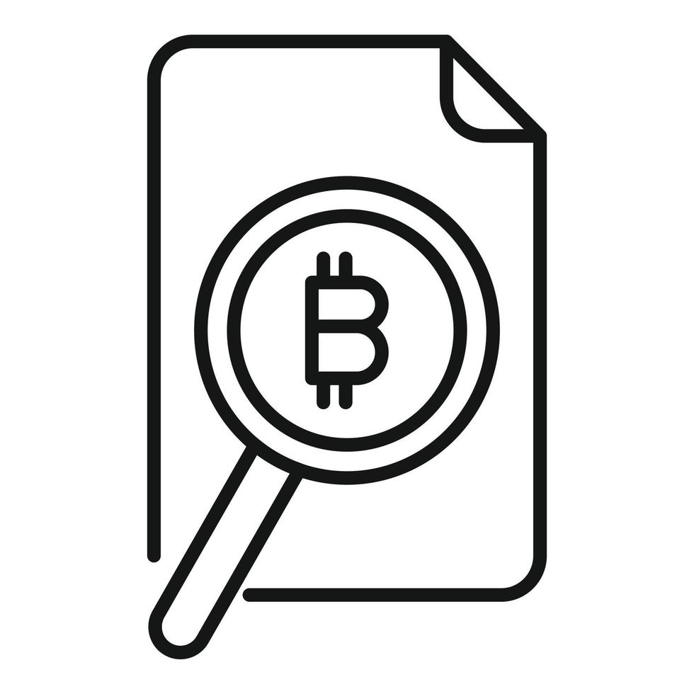 vector de contorno de icono de criptomoneda de búsqueda. dinero bitcoin