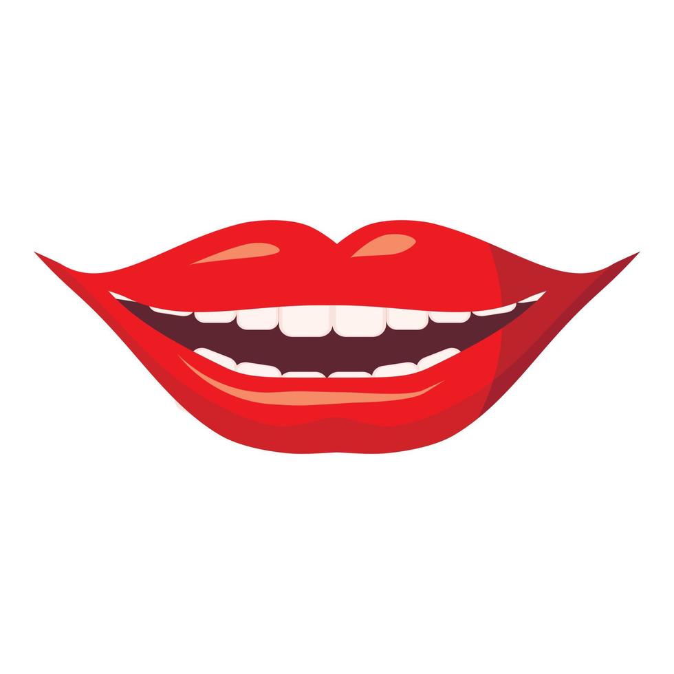 Red lips icon, cartoon style vector