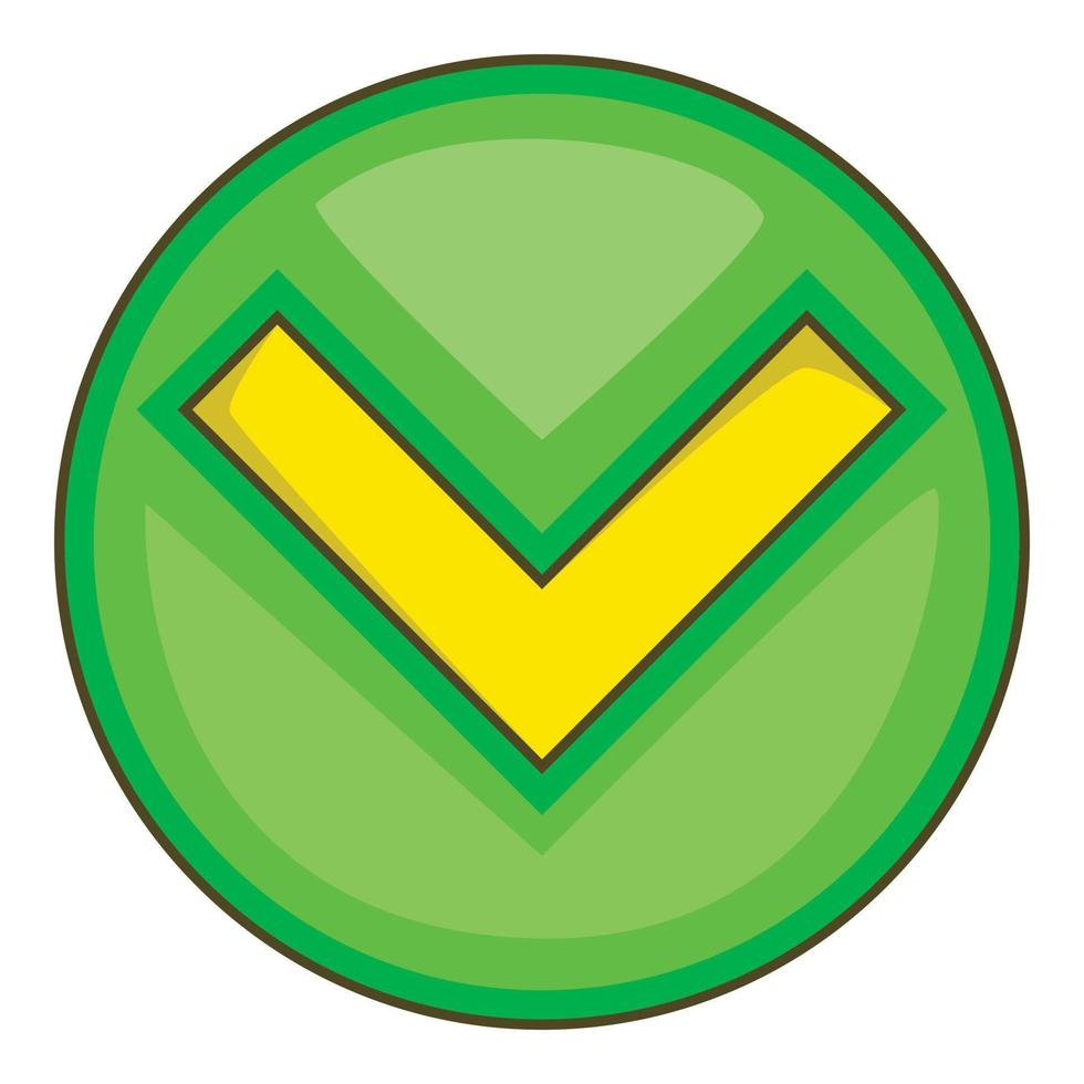 marca verde, icono de marca de verificación, estilo de dibujos animados vector