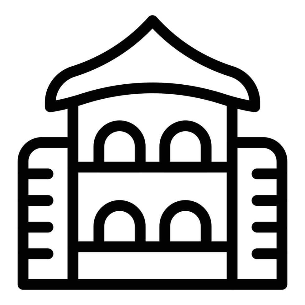 vector de contorno de icono de castillo de japón. torre de la ciudad