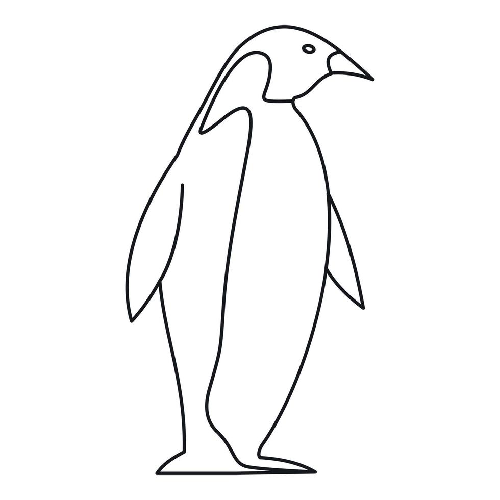 icono de pingüino, estilo de esquema vector