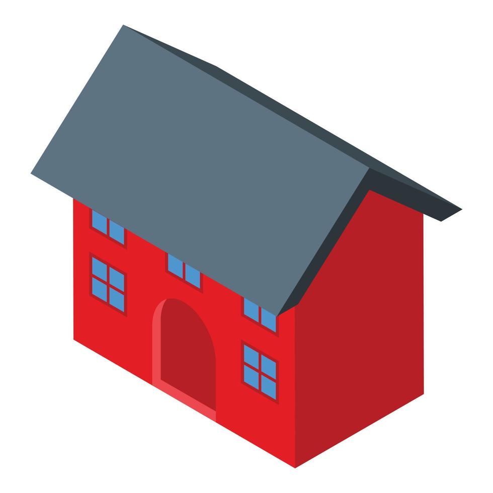 Red puppy house icon isometric vector. Dog kennel vector