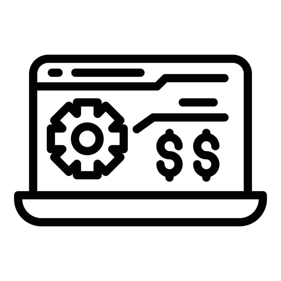 Online laptop shop icon outline vector. Computer store vector