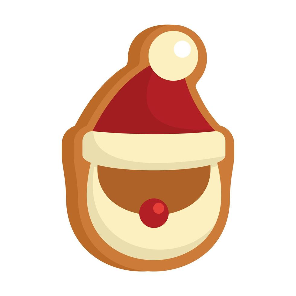 pan de jengibre, santa, icono, plano, aislado, vector