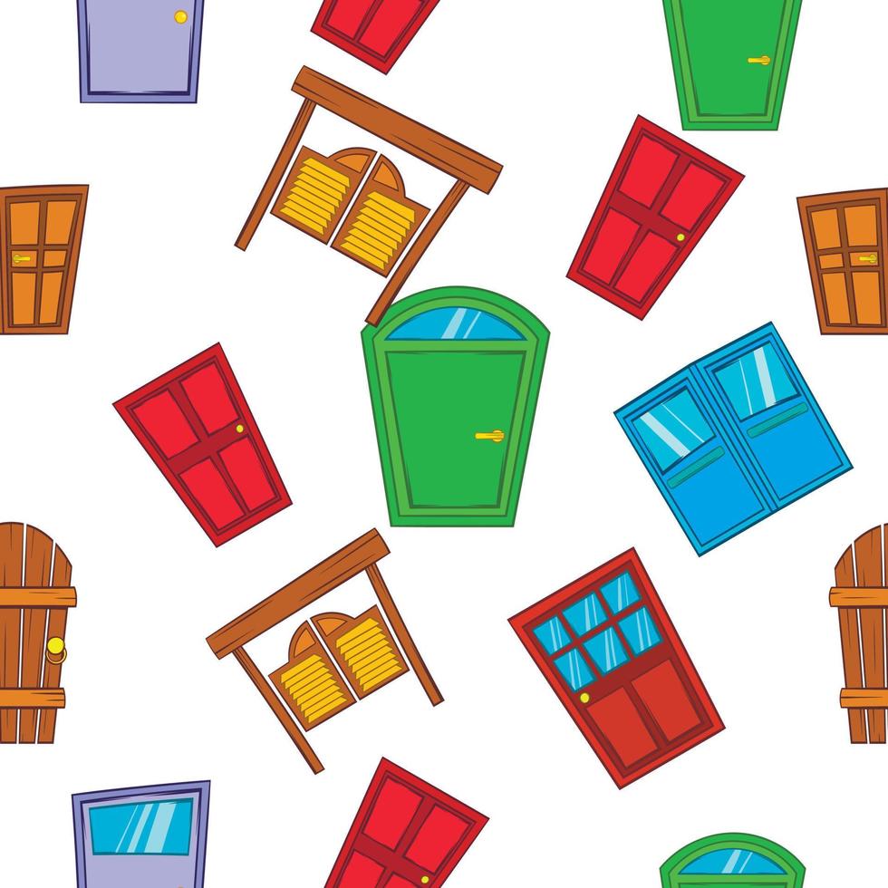 Opening door pattern, cartoon style vector