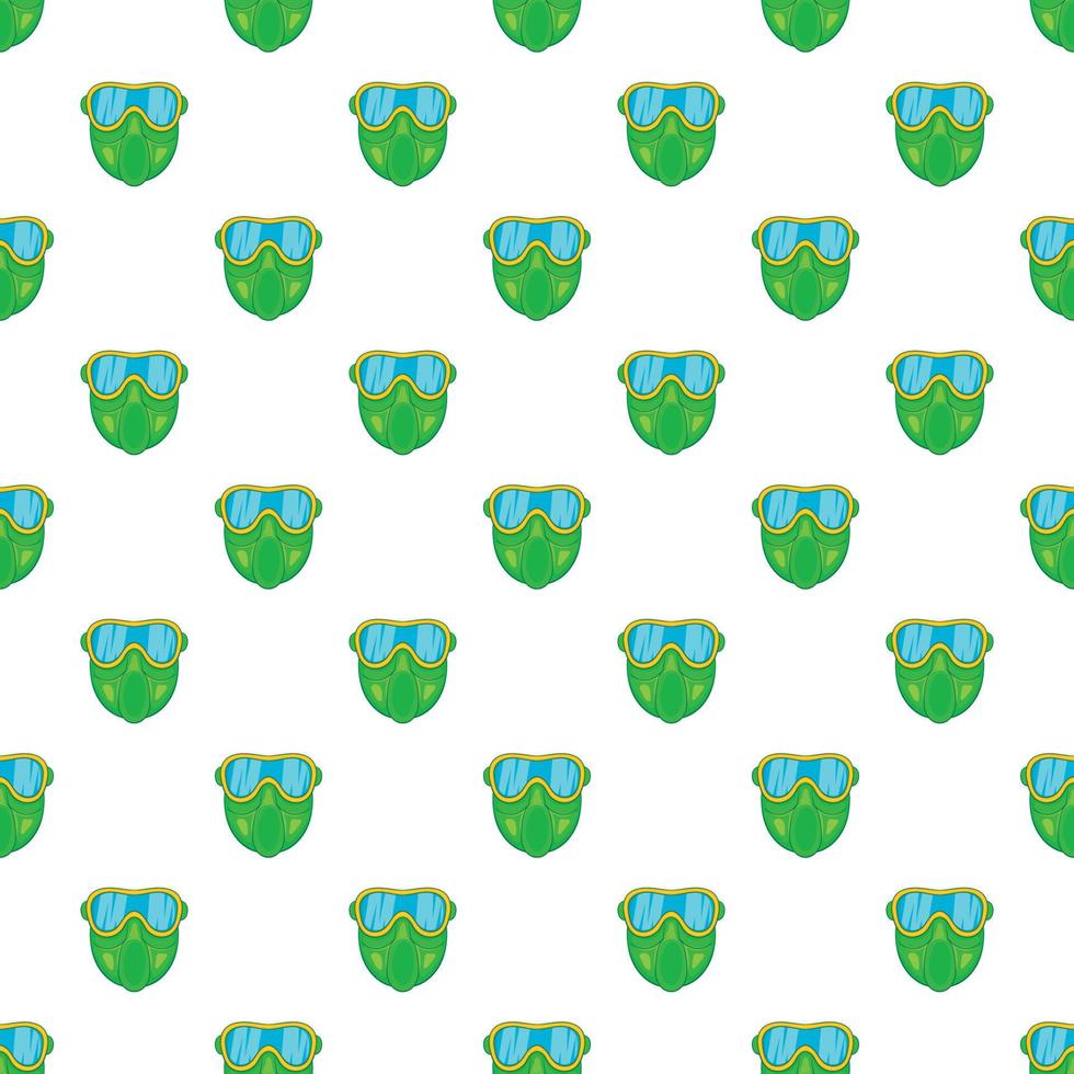 Green paintball mask pattern, cartoon style vector