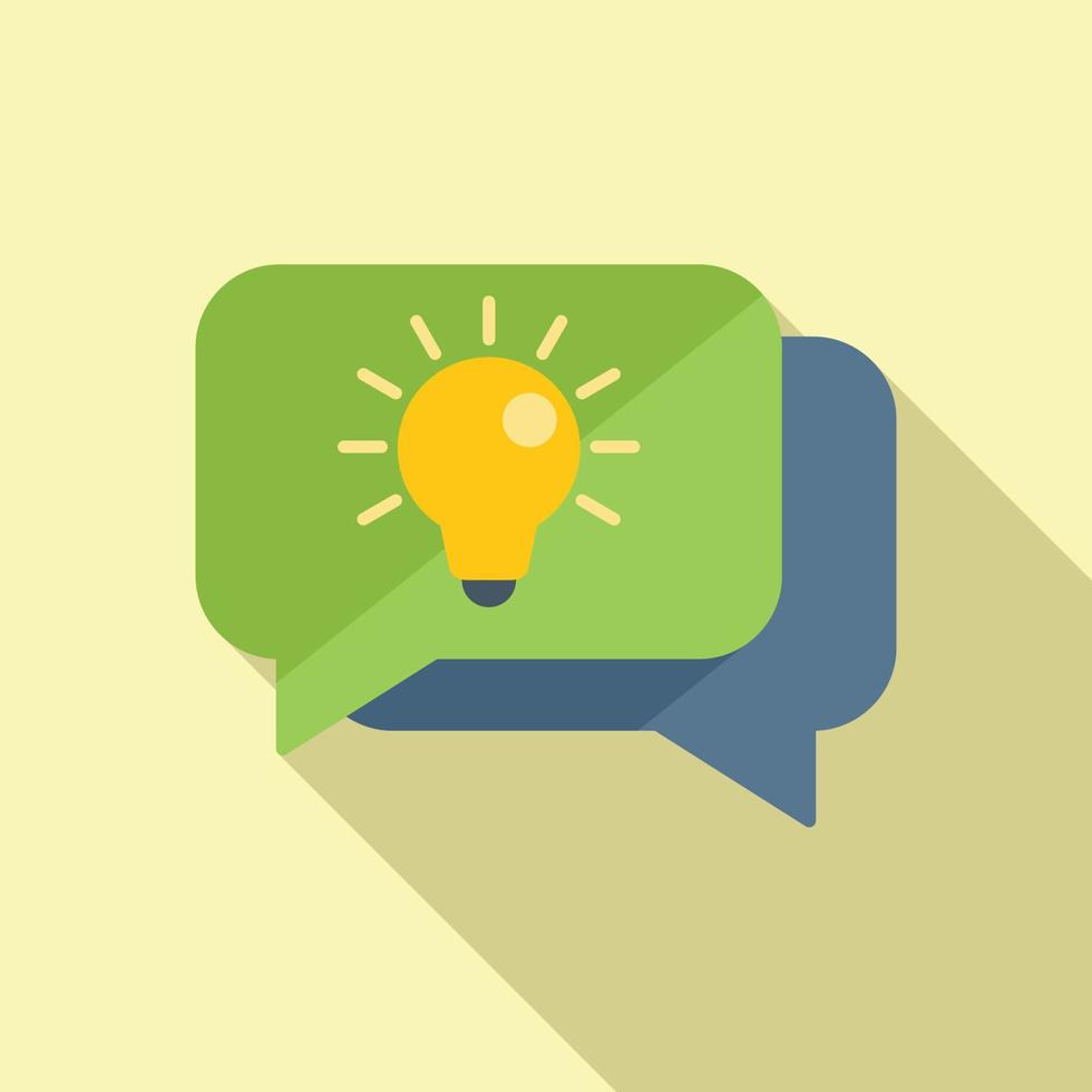 Idea chat icon flat vector. Bulb creative vector