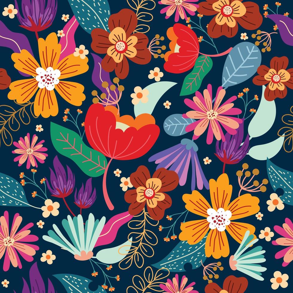 Bright Colorful Floral Seamless Pattern vector