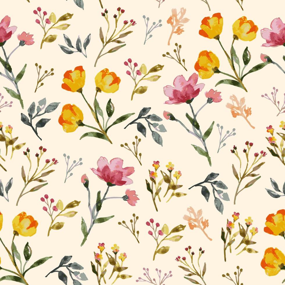 Watercolor Spring Flower Seamless Background vector
