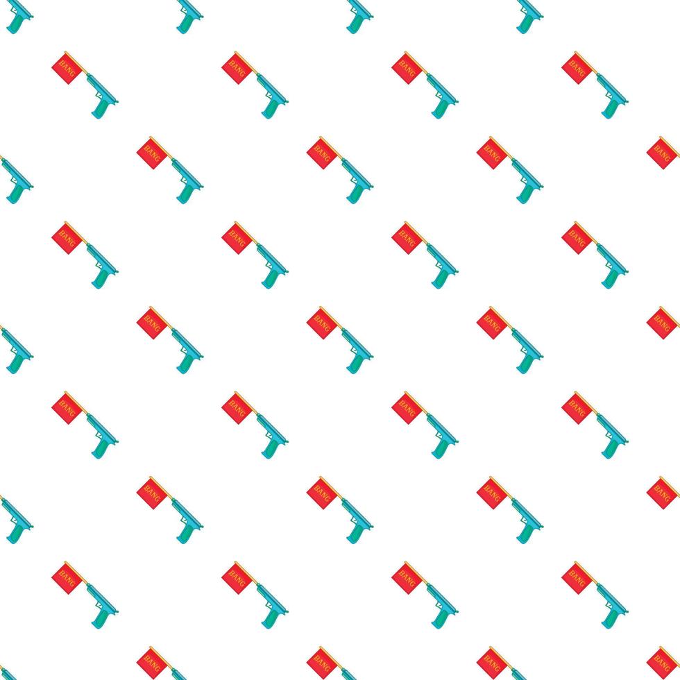 Gun with flag toy pattern, cartoon style vector