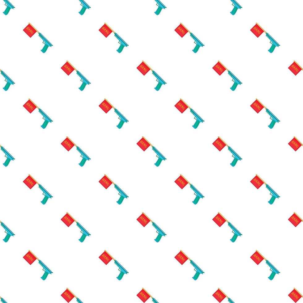 Gun with flag toy pattern, cartoon style vector