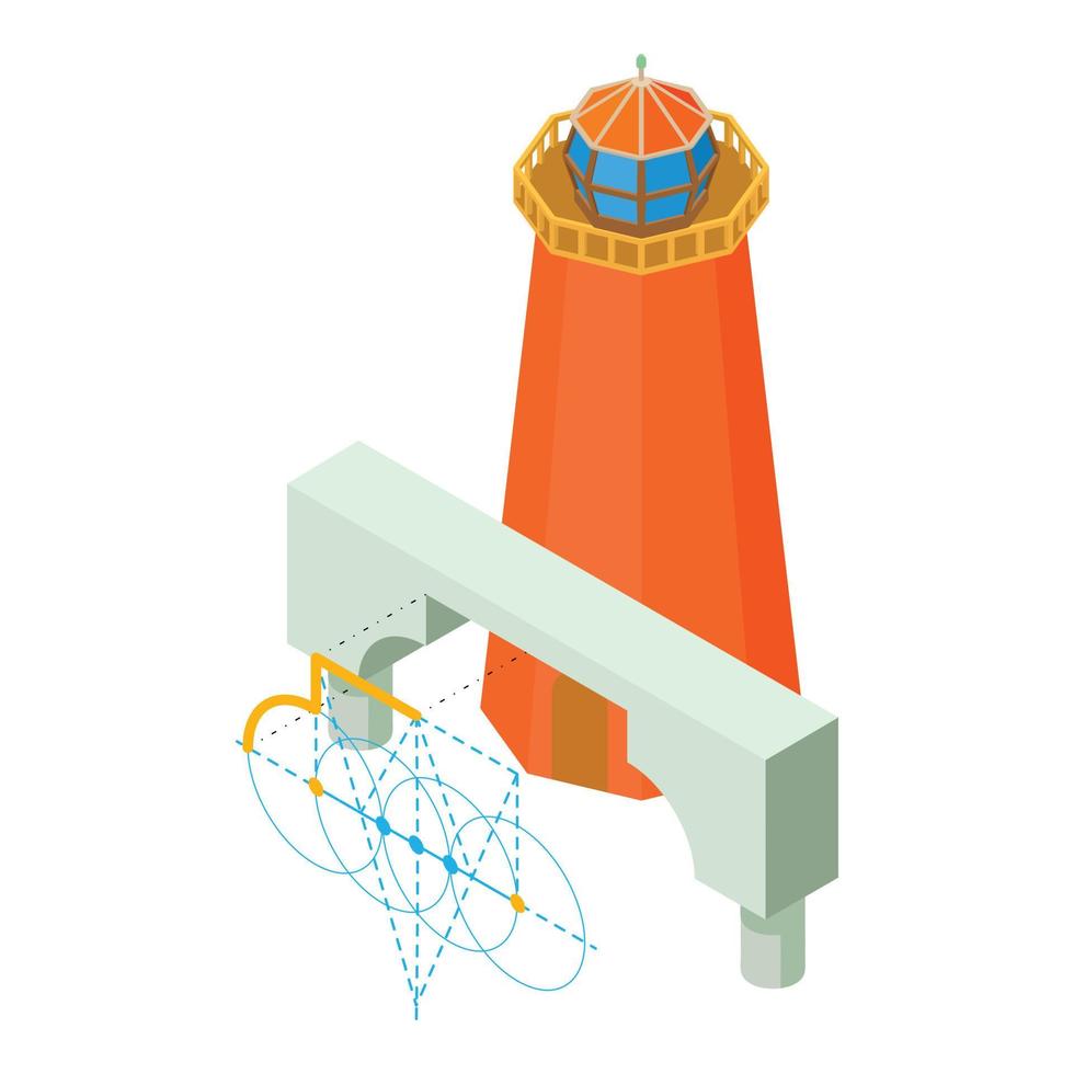 Building work icon isometric vector. Arch project and lighthouse building icon vector