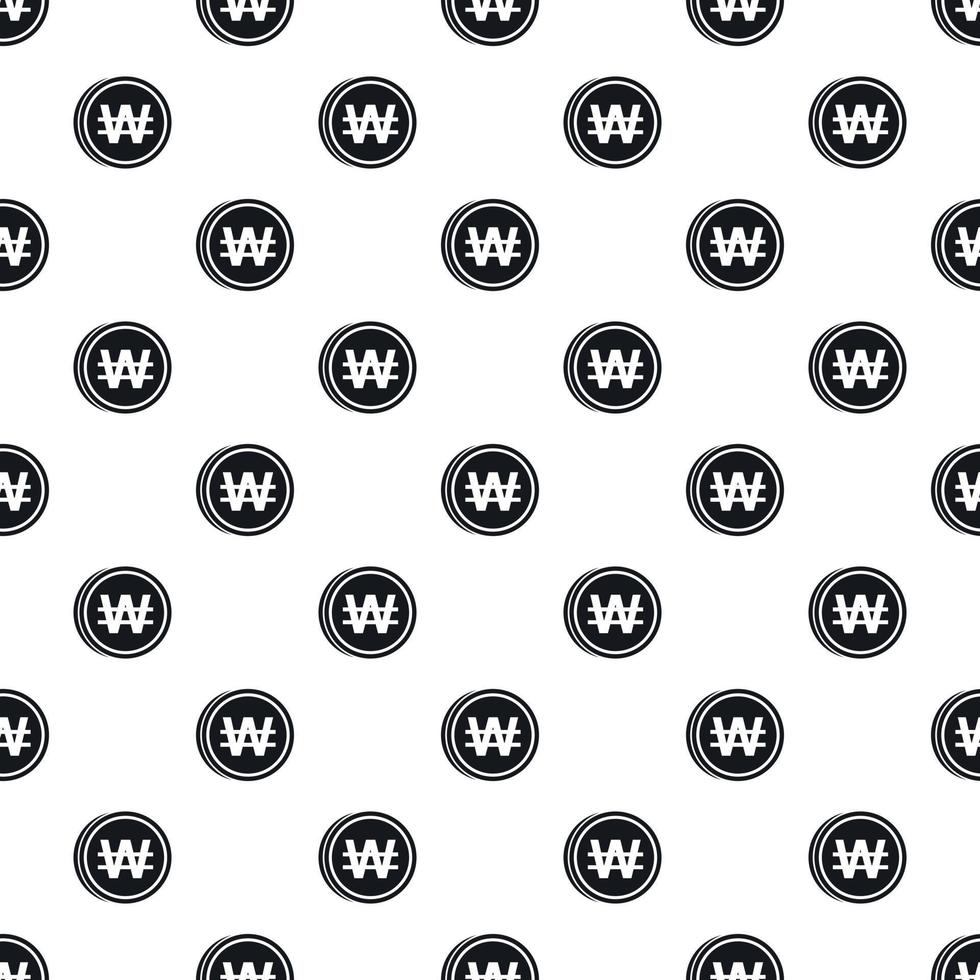 Coin with won sign pattern, simple style vector