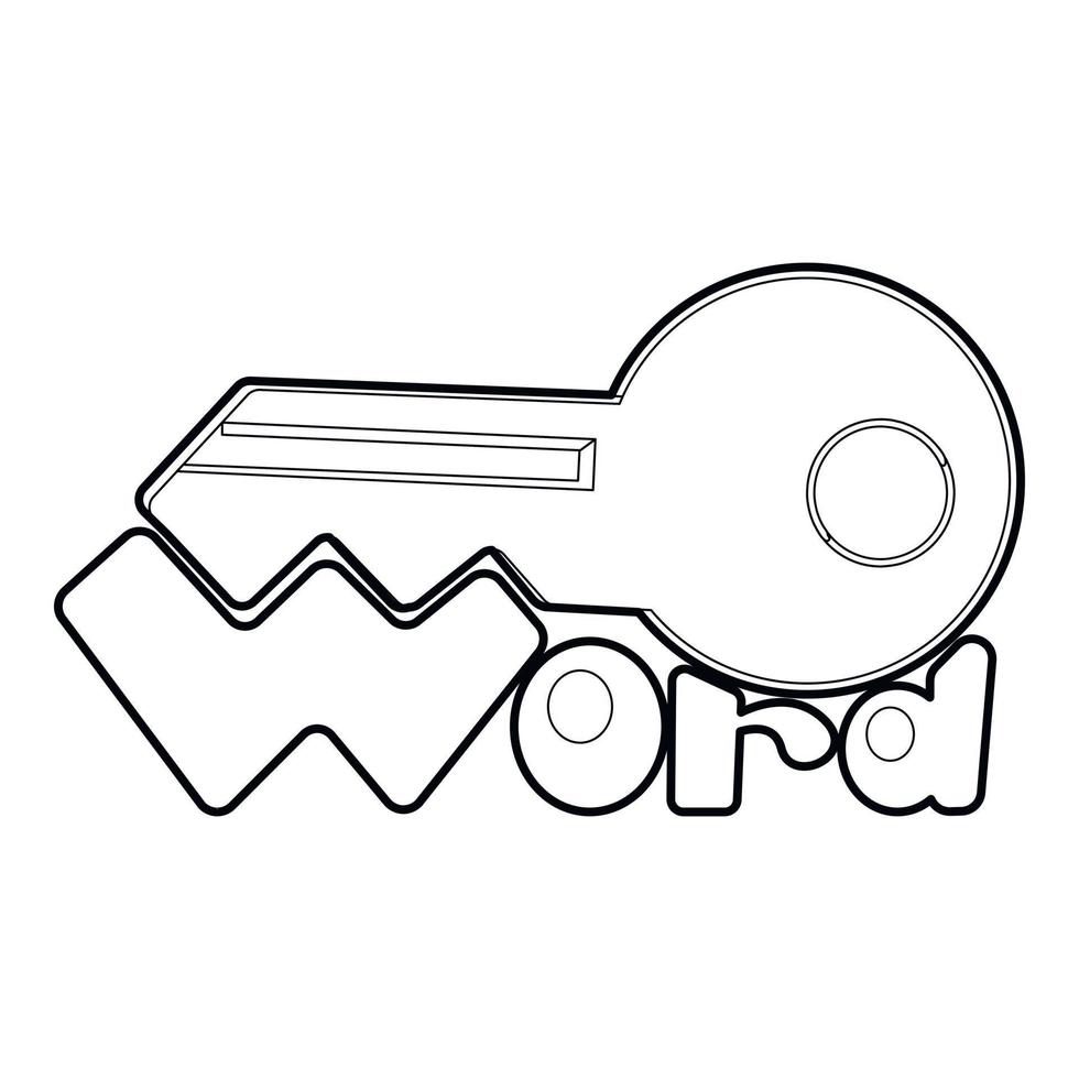 Key icon, outline style vector