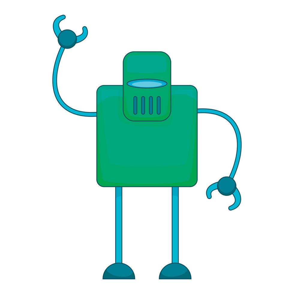 icono de robot retro verde, estilo de dibujos animados vector